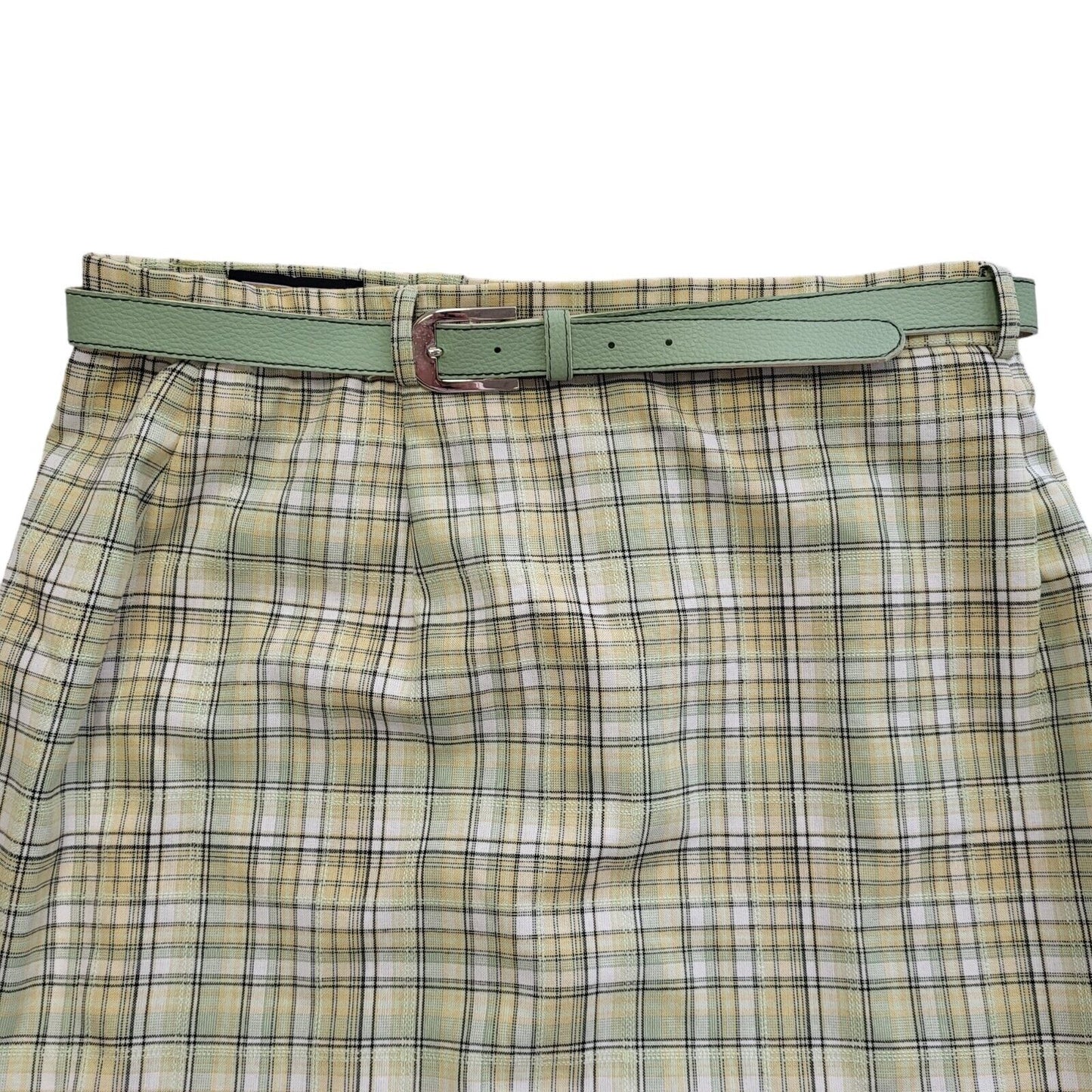 Straven Vintage 80's Green Checked Midi Skirt Womens UK Size 14 W32