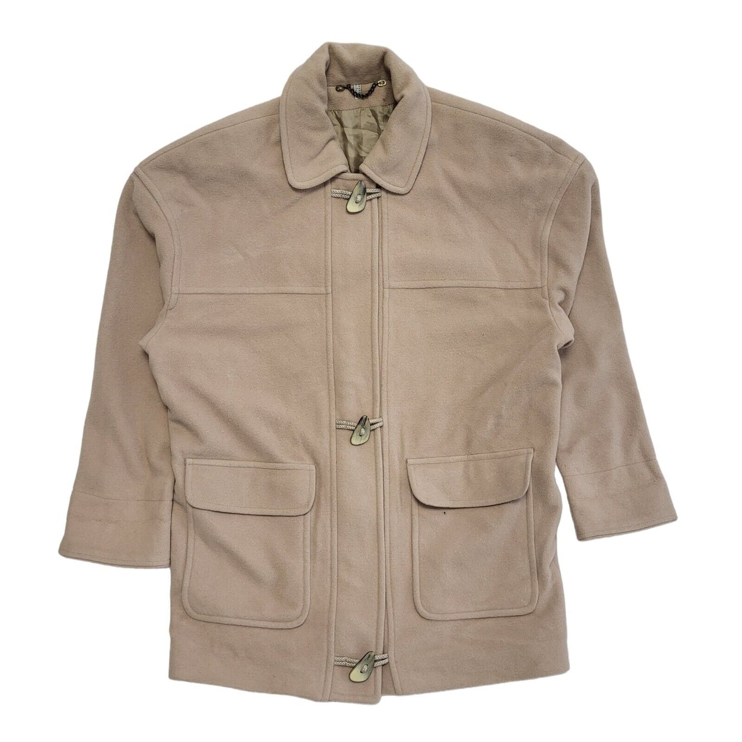 Berghaus 90s Vintage Beige Wool Button/Zip Coat Uk Women's Size 14