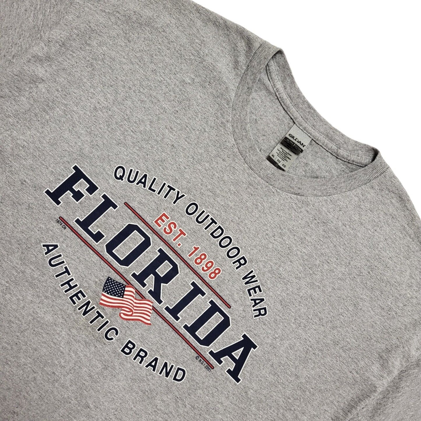 Gildan Vintage 80's  Grey Florida Short Sleeve T-Shirt Men's XL