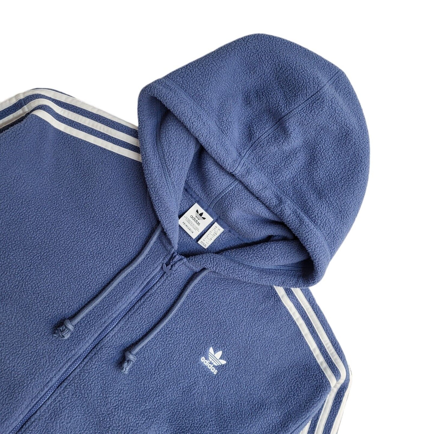 Adidas Vintage 90s Blue Fleece Cropped Hooded Jacket Uk Women's Size 10