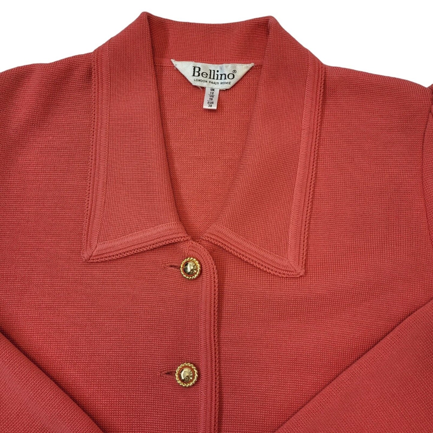 Bellino 80s Vintage Pink Wool Blend Cardigan Women's Size 12 Eu 40