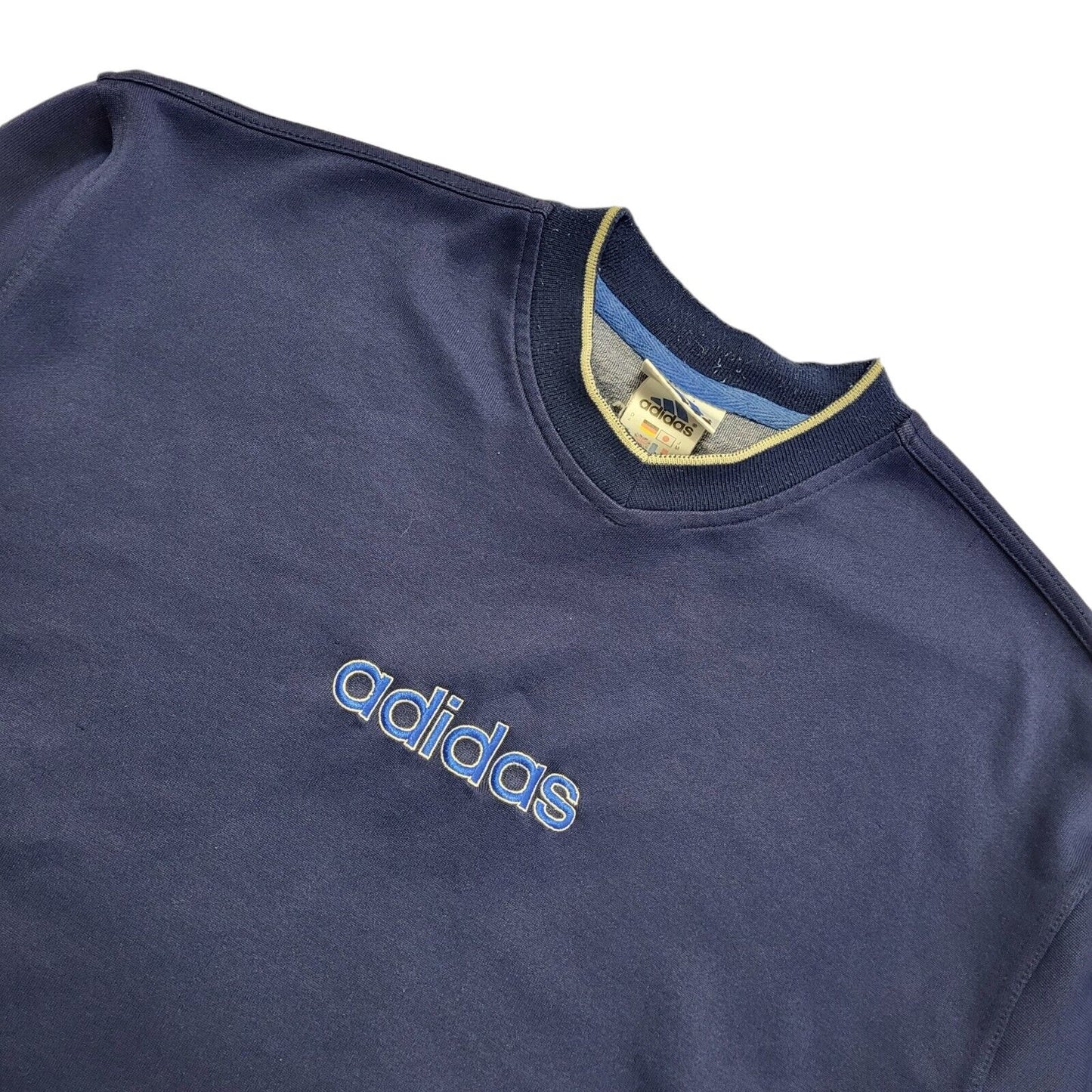 Adidas 90's Spell Out Navy Blue Crew Neck Sweatshirt Uk Men's UK Size S