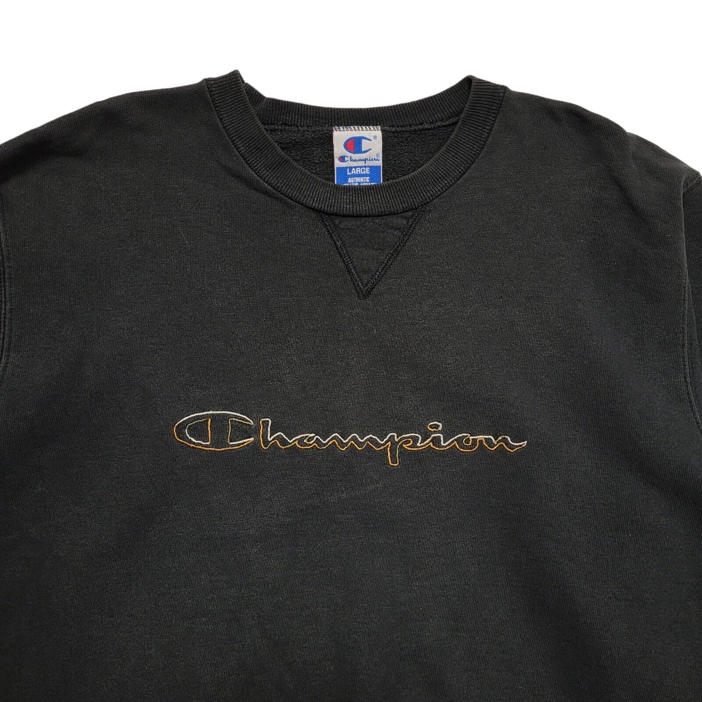 Champion USA Black Crew Neck Y2k Sweatshirt Uk Men's Size Large