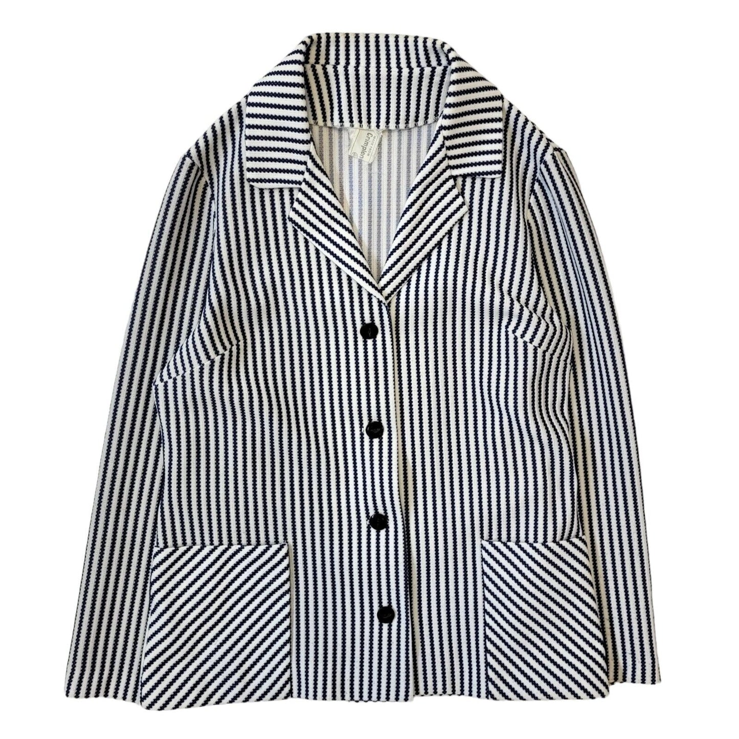 70s Vintage Blue & White Striped Button Jacket Women's Size Medium Eu 38