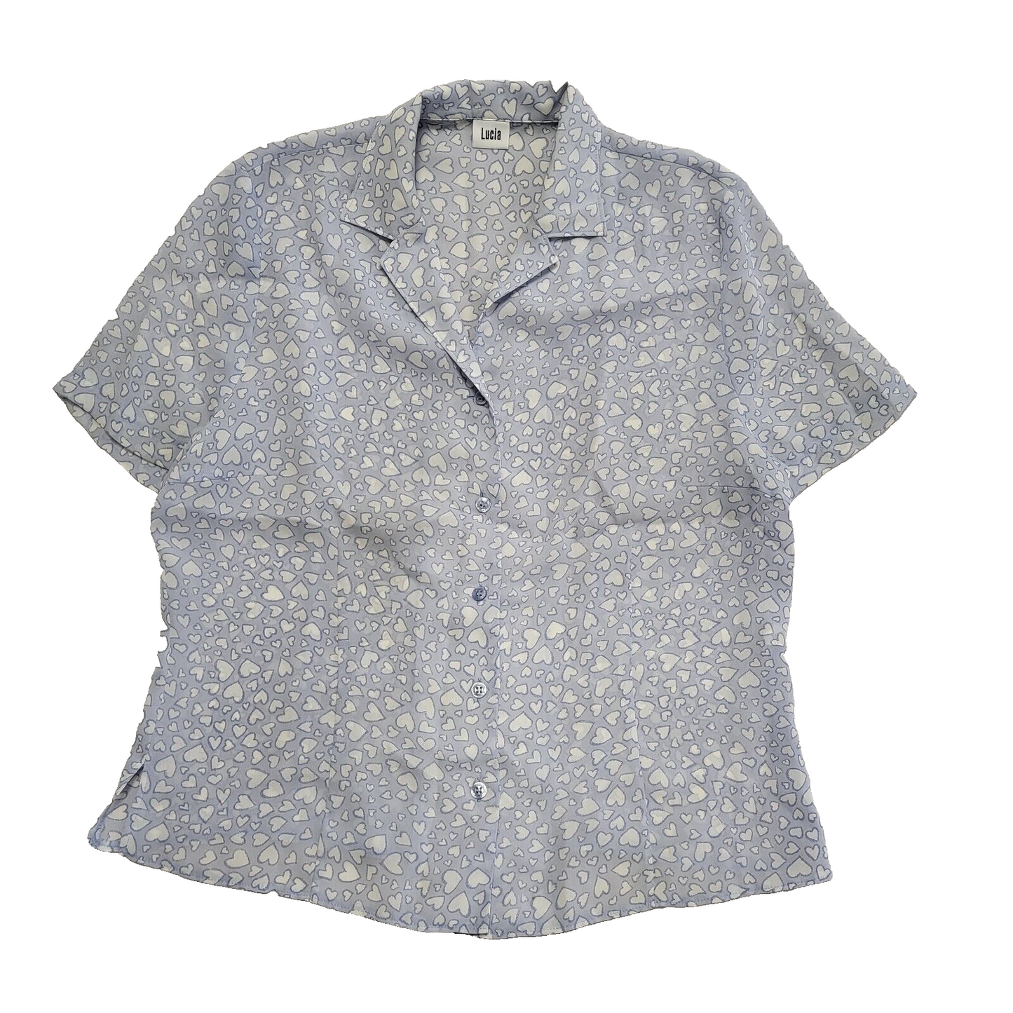 Lucia Vintage 80s Love Heart Buttoned Blouse Women's Uk 16