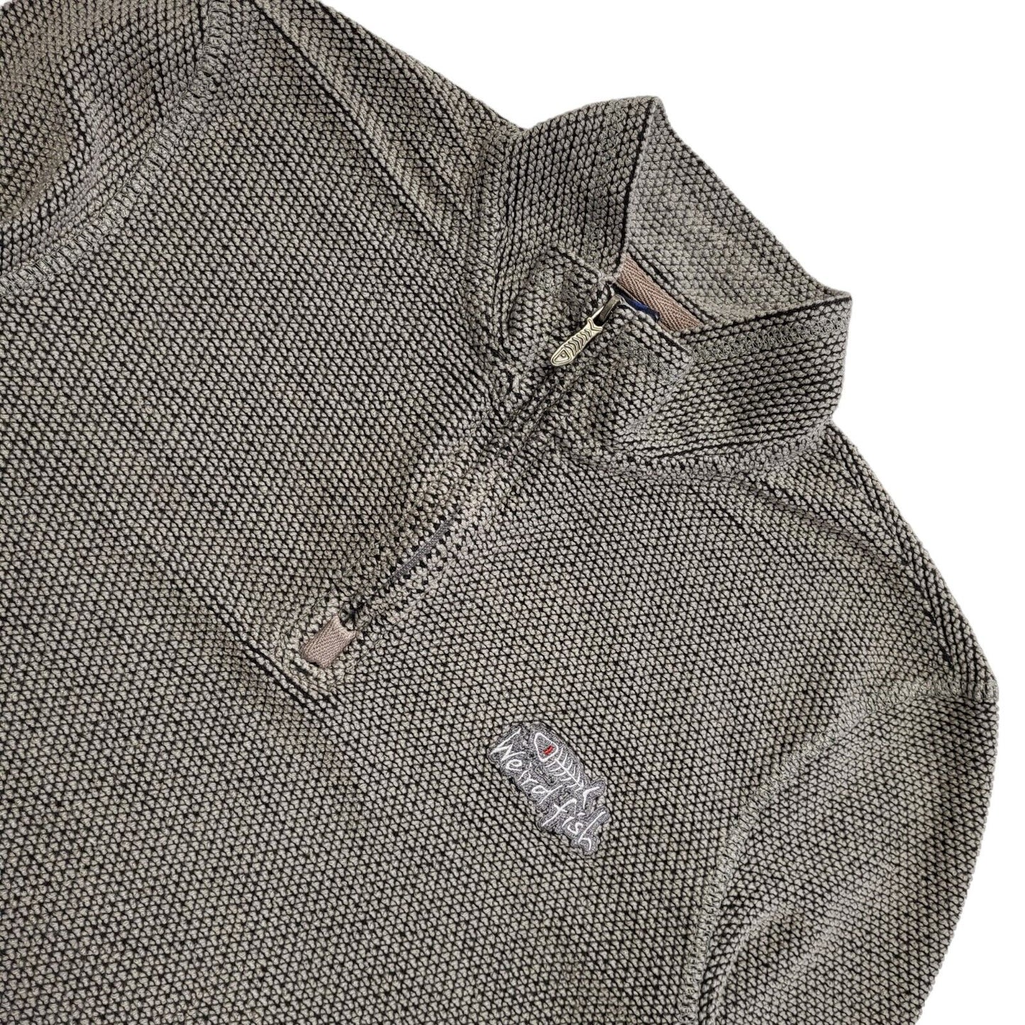 Weird Fish Grey Y2k 1/4 Zip Jumper Uk Men's Size XL