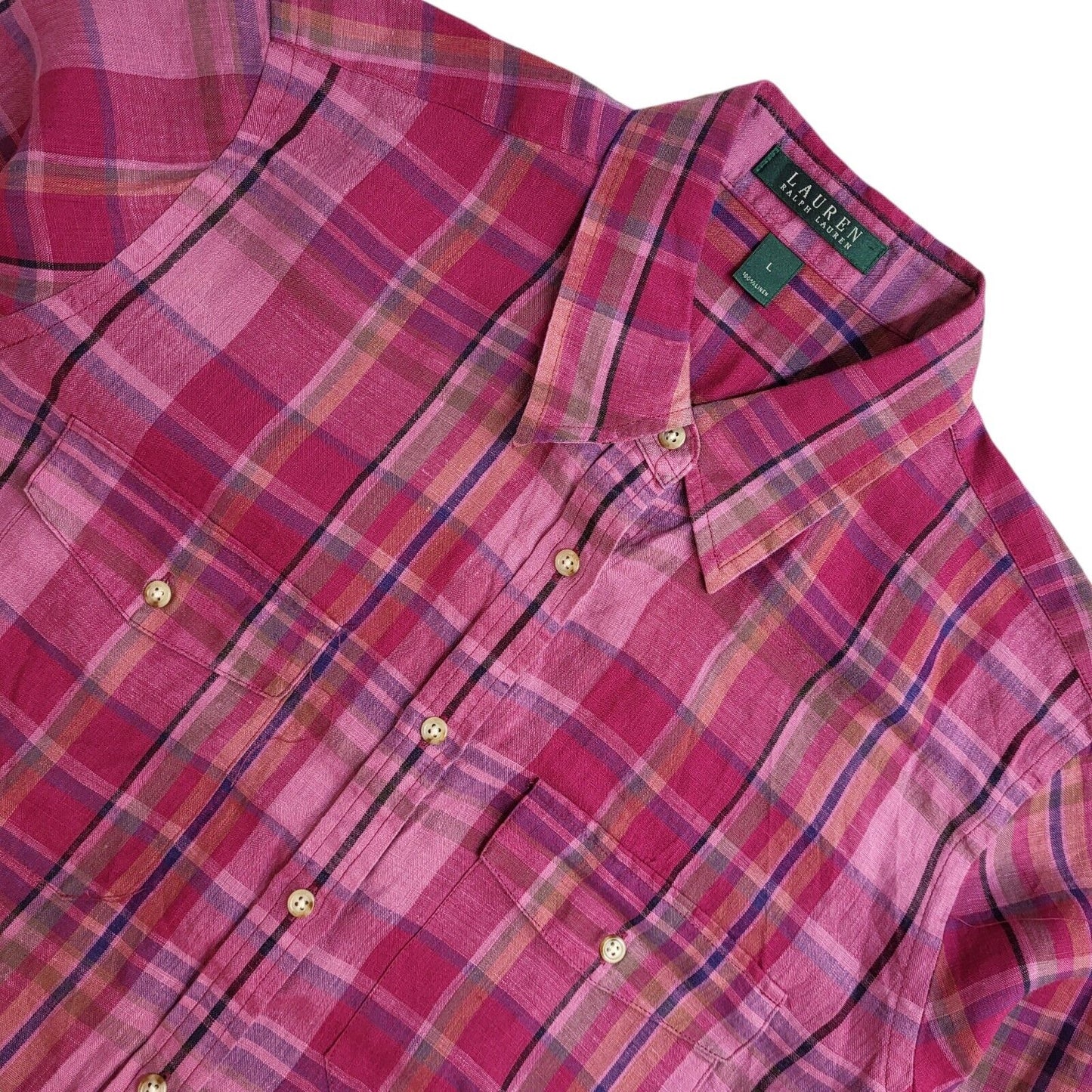 Ralph Lauren 90s Vintage Purple & Blue Check Button Shirt Uk Women's Size Large