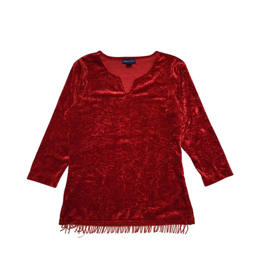 Limited Too Y2K Red Velvet Beaded Party Top Uk Girl's Size L