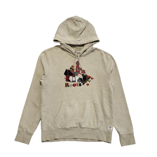 Roots Vintage Y2k Beige Pullover Sweatshirt Hoodie Uk Men's Size L