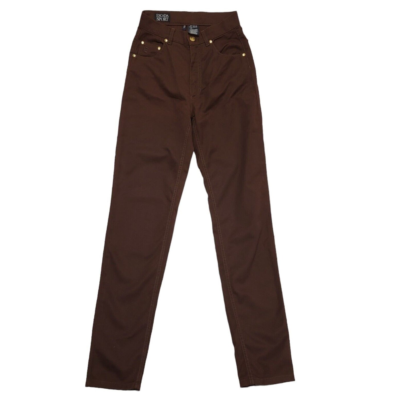 Escada Vintage 80's Brown Skinny Jeans Womens UK XS/S W24 L31