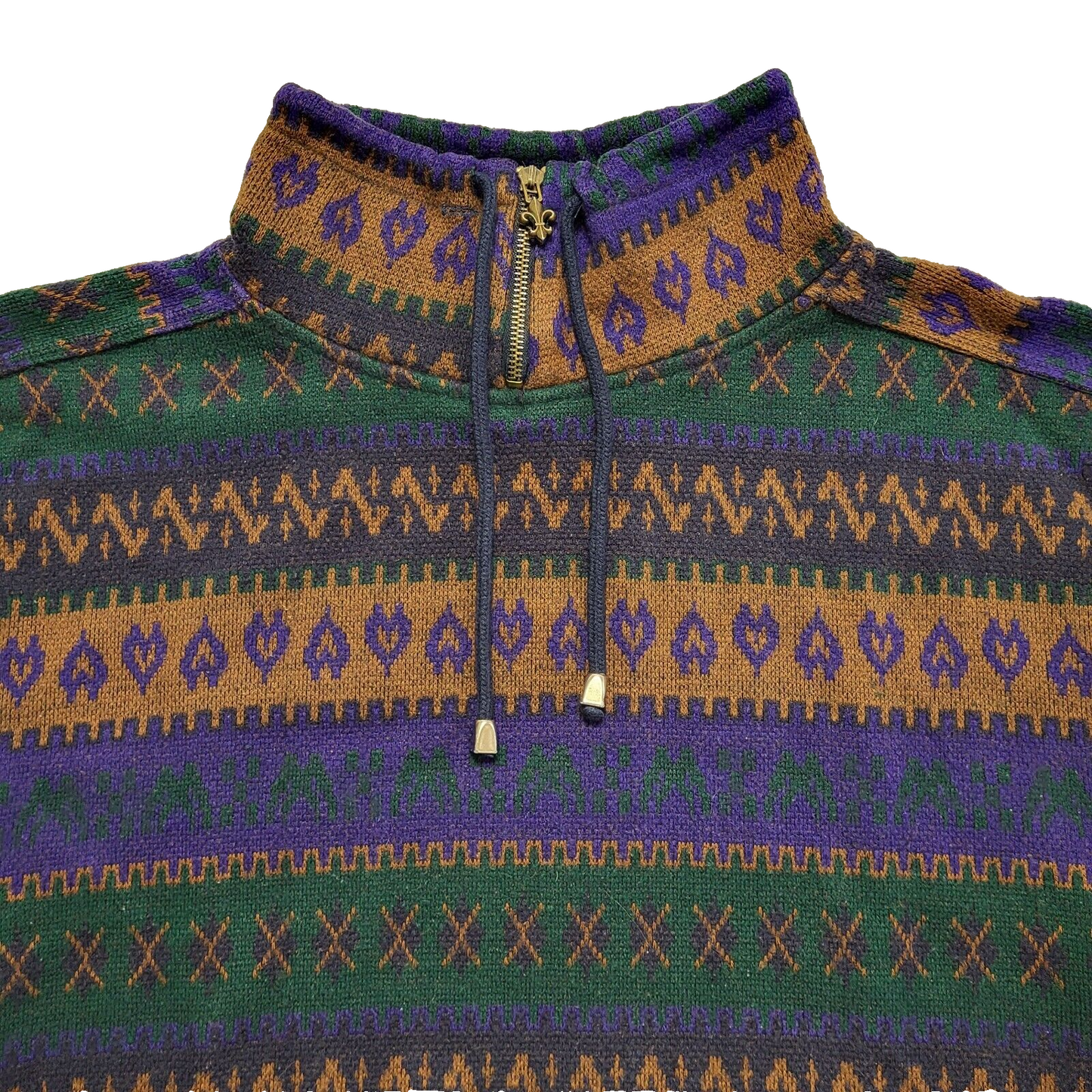 Energie Vintage 90's Brown & Purple Retro Zip Jumper Womens UK Size L