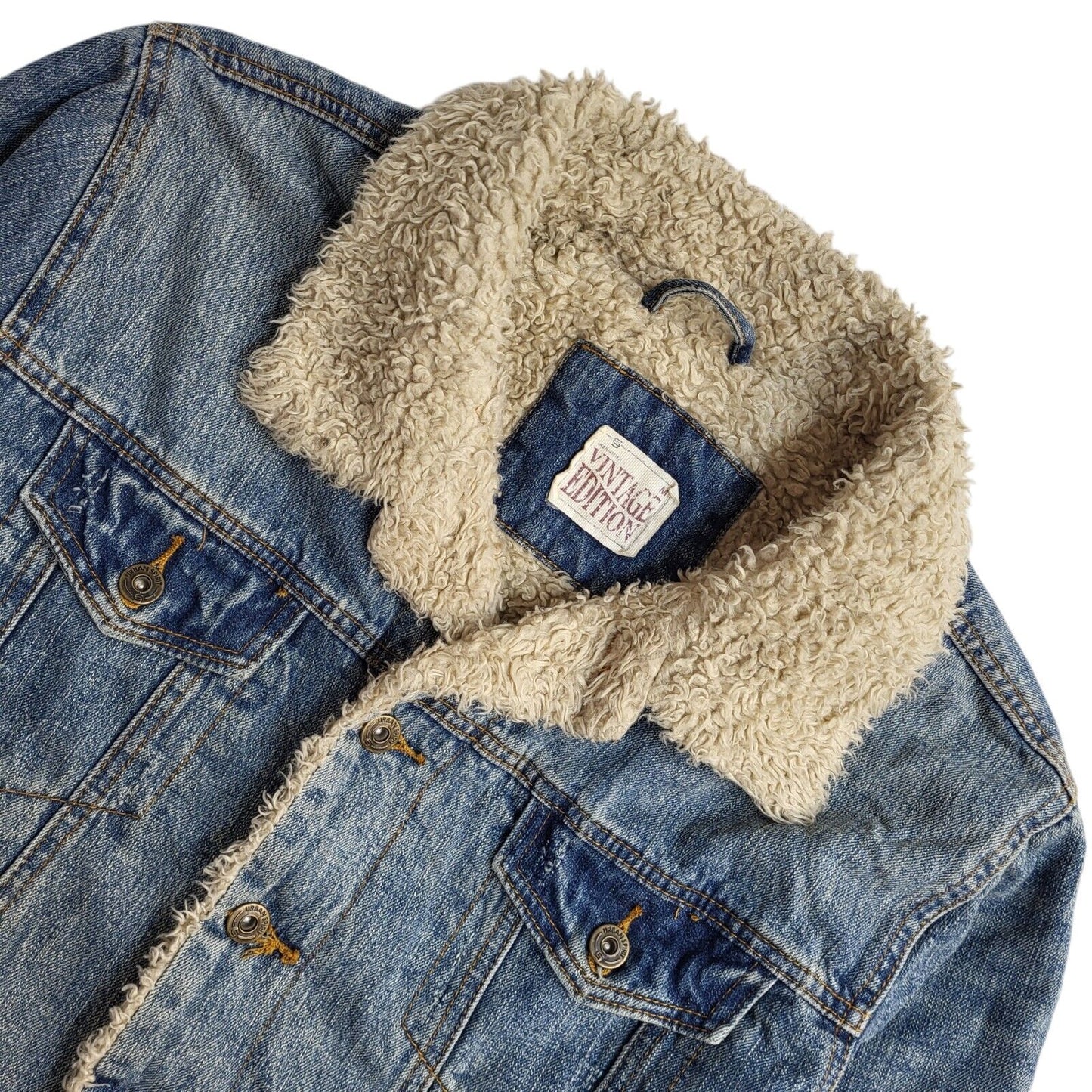 Vintage Edition Blue 80s Button Denim Jacket Uk Men's Size Small