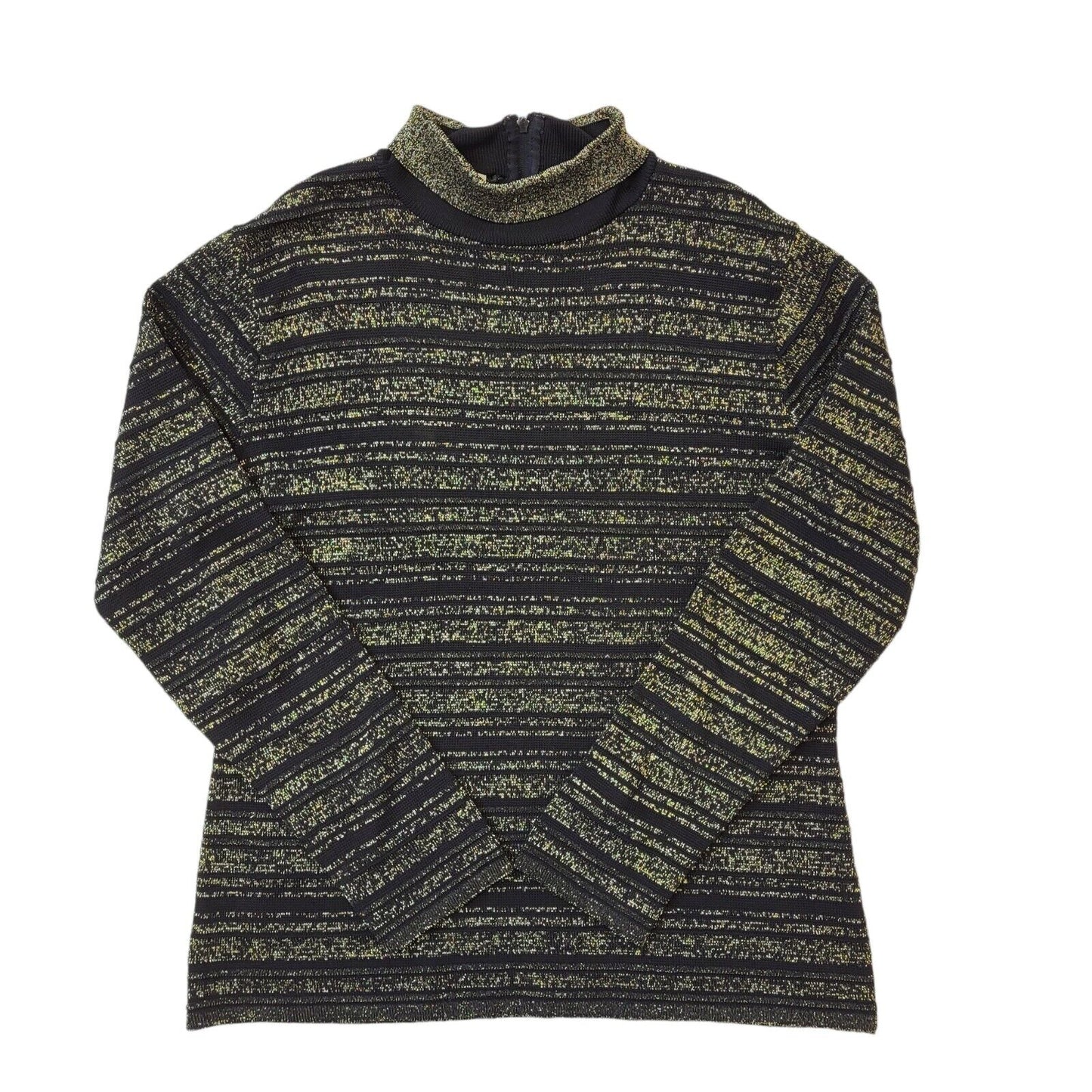 70s Vintage Hutchisons Black & Gold Roll Neck Jumper Women's Size M Eu 38