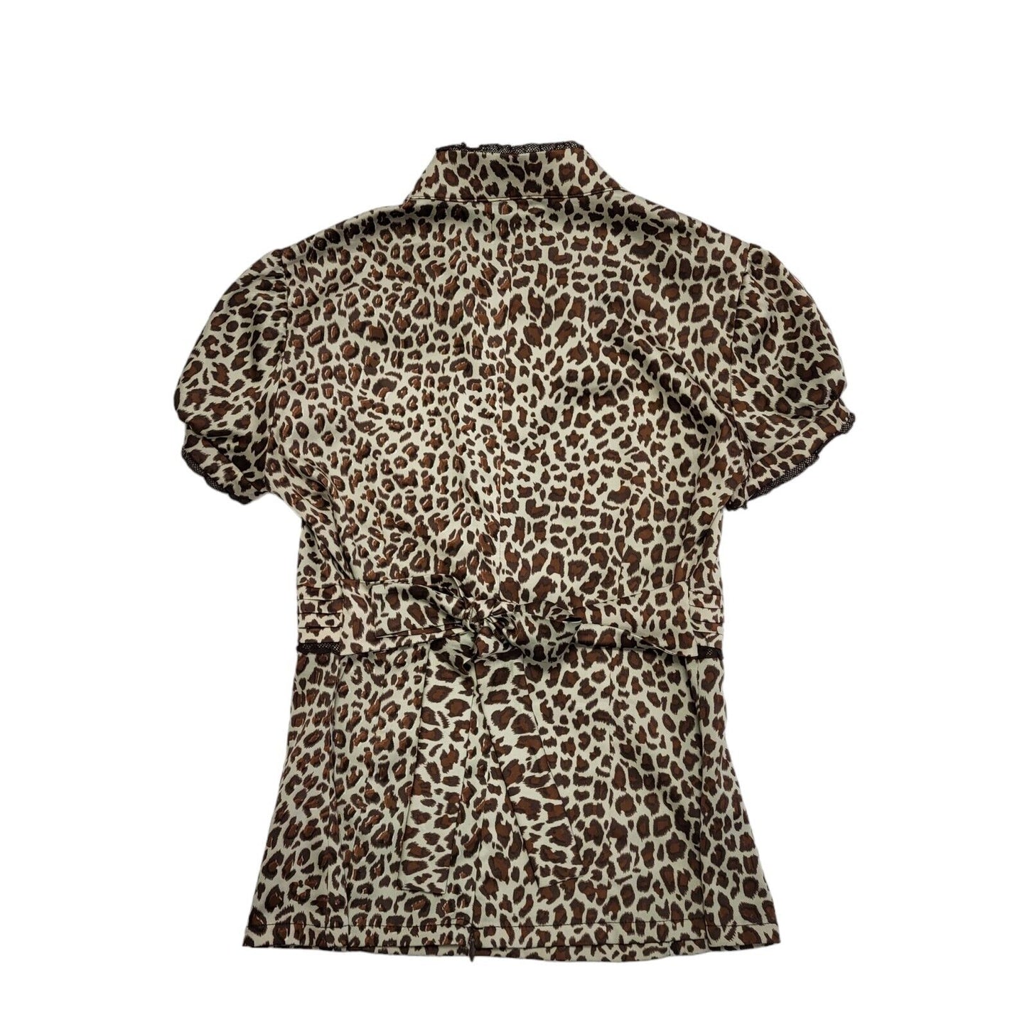 Blanco Y2K V-Neck Leopard Print Blouse Womens UK Size 12