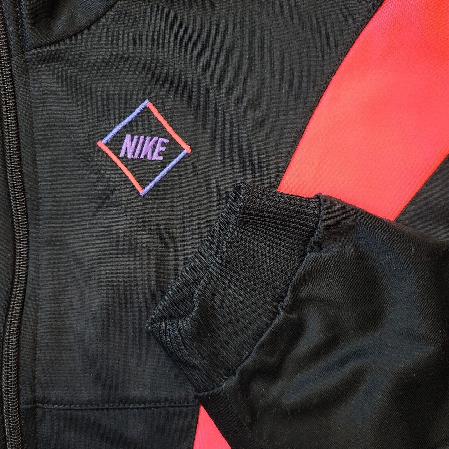 Nike 80s Black & Purple Zip Up Track Jacket Kids Size XL