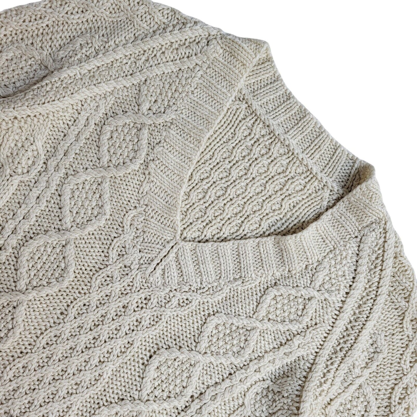 Vintage 90's V-Neck Cream Knit Jumper UK Women's Size 12