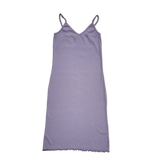Joie De Vivre Vintage 90's Lilac Body Con Midi Lettuce Hem Dress Womens UK 14