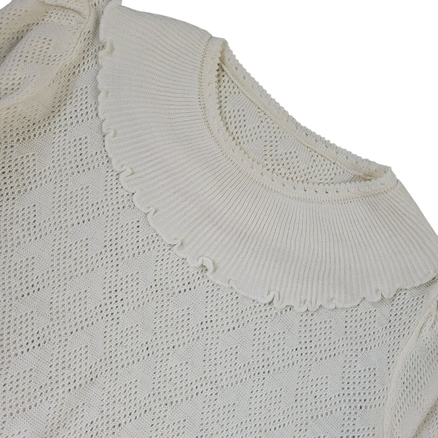 Vintage 80s Cream Roll Neck Long Sleeve Knitted Jumper Uk Women's Size 8/10