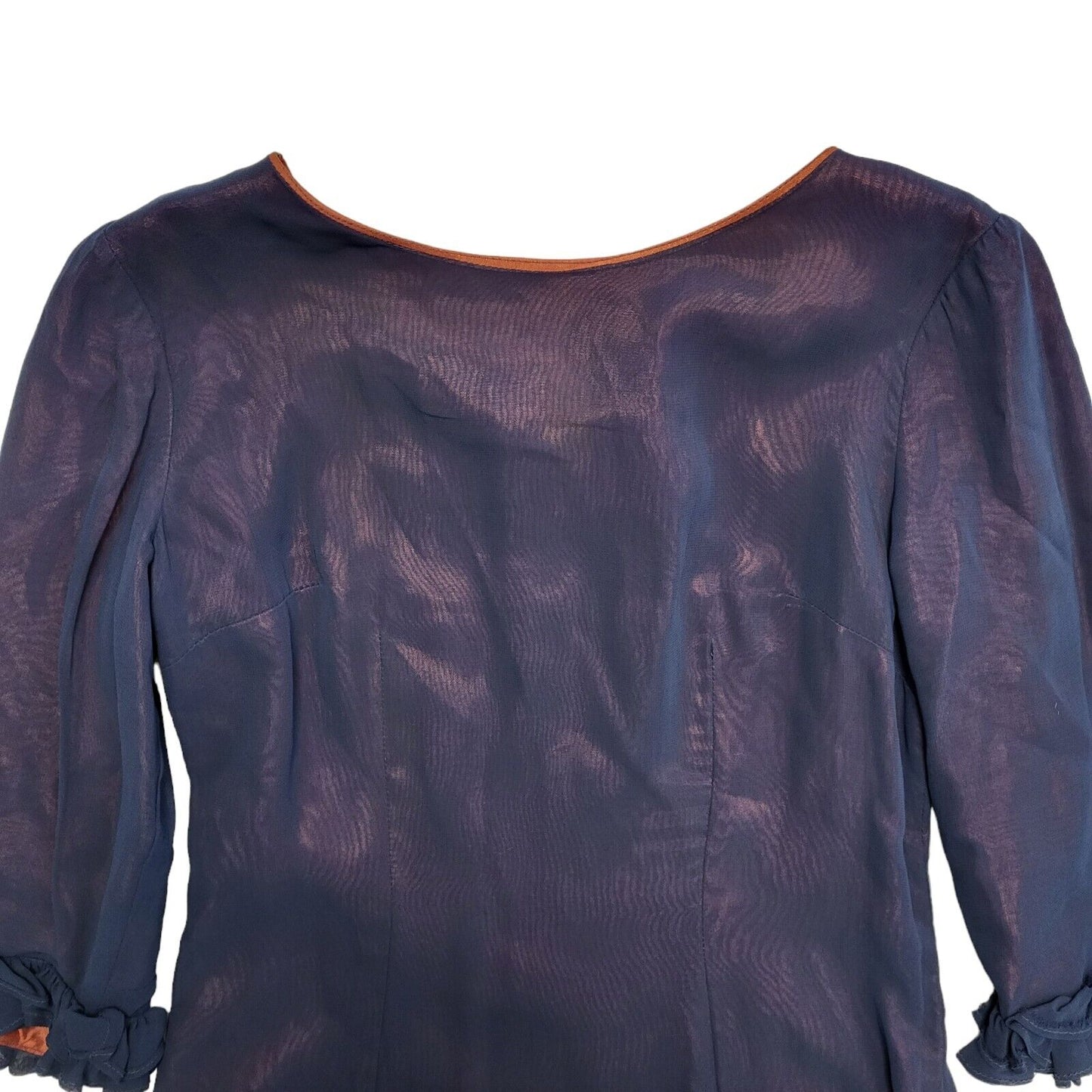 50s Vintage 3/4 Sleeve Navy/Purple Shift Dress Women's Size 10