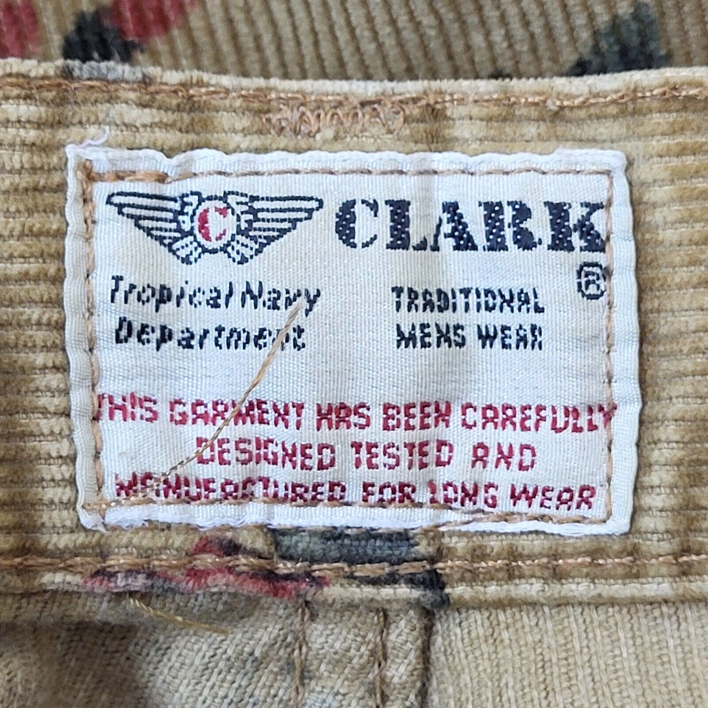 Clark 90s Tan & Floral Tapered Highwaist Corduroy Trousers Women's W28 L30