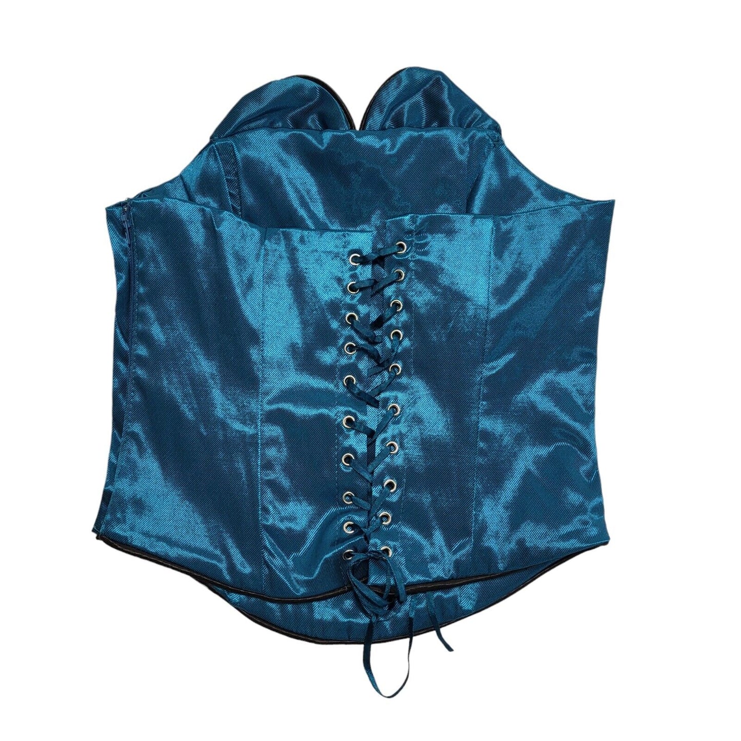 Goddiva Y2K Blue Heart Corset Party Top Womens Size 10