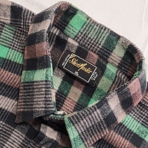 Shirt Master 90's Black & Green Check Long Sleeve Flannel Shirt Uk Men's UK XL