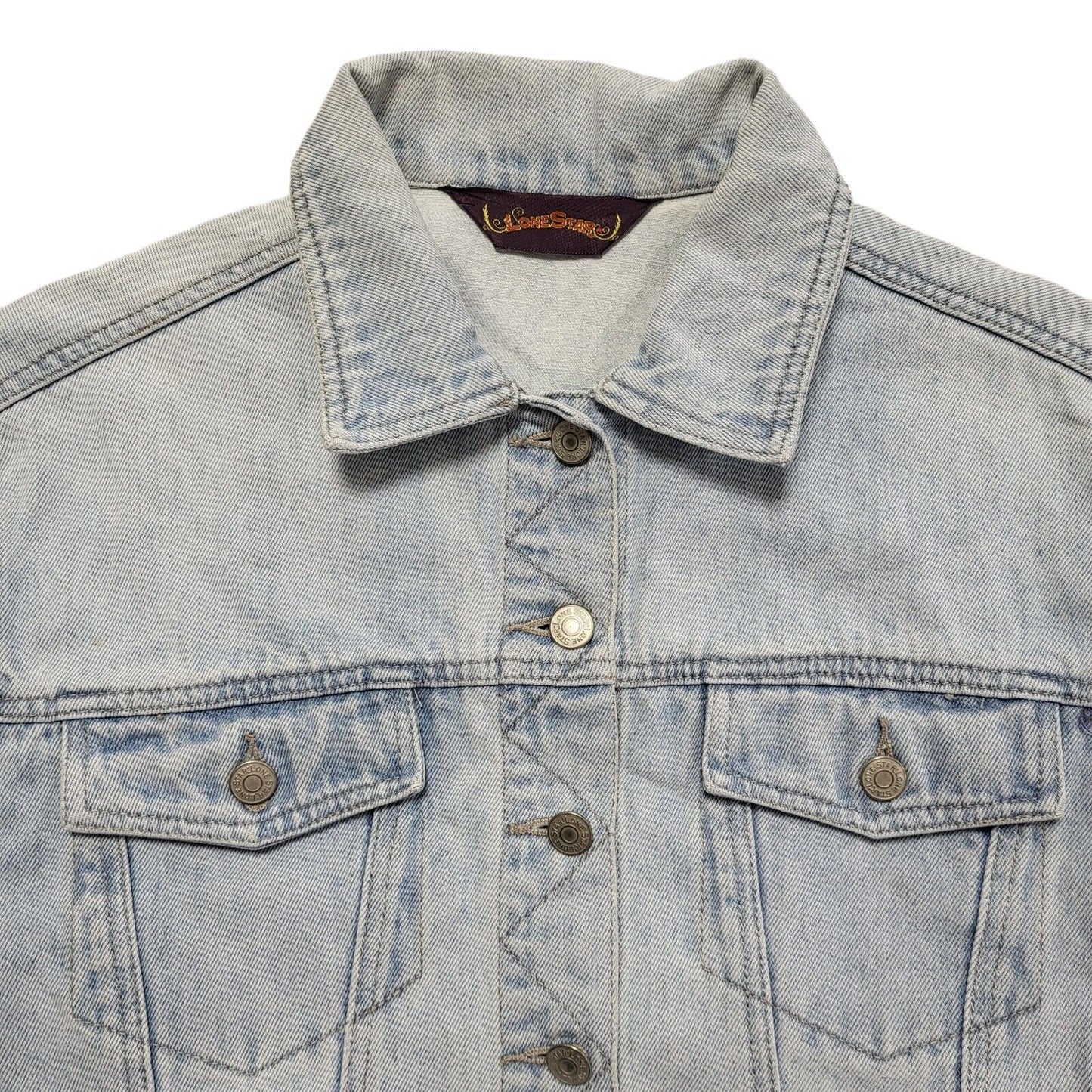 Lone Star Light Blue 90s Vintage Button Denim Jacket Uk Women's Size 14