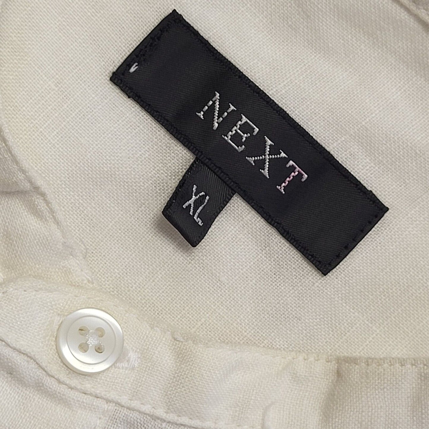 Next Vintage Y2K White Relaxed Fit Round Neck Linen Shirt Men's Size XL