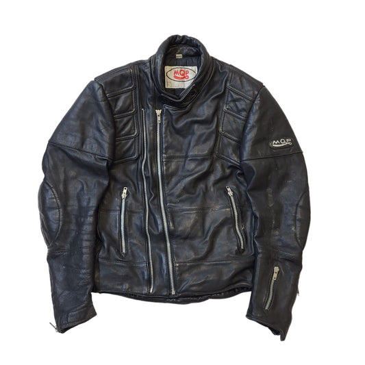 MQP 90s Vintage Black Zip Up Leather Jacket Men's Size L
