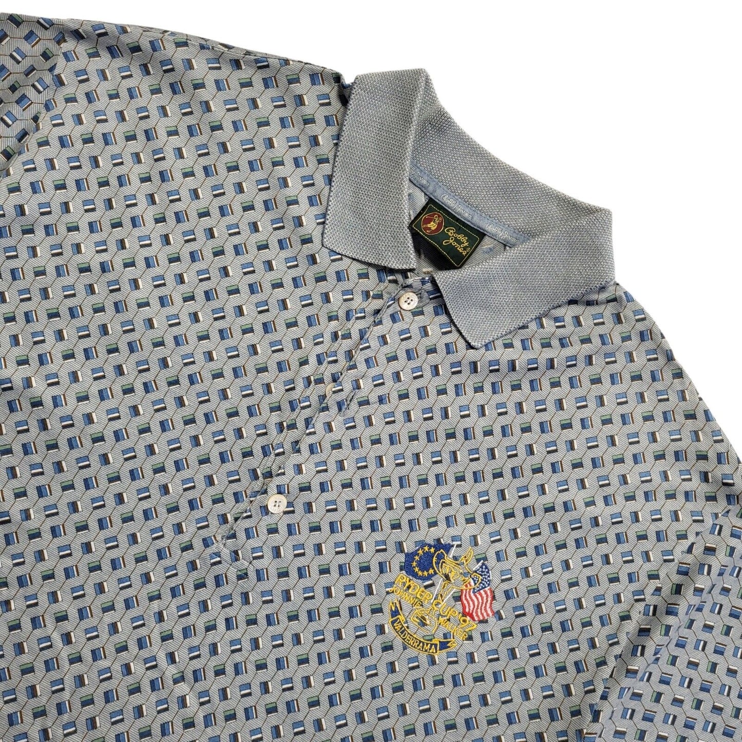 Ryder Cup 97 Bobby Jones Vintage 90's Blue  Polo Shirt Uk Men's Size M