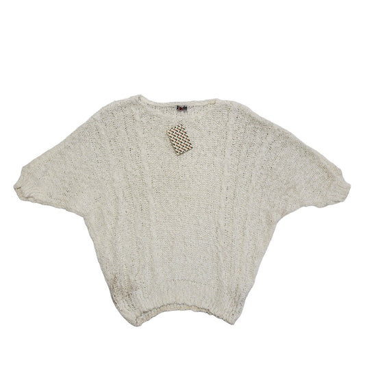 Rodeo Vintage 80's White Short Sleeve Knit Jumper BNWT UK Women's Size S