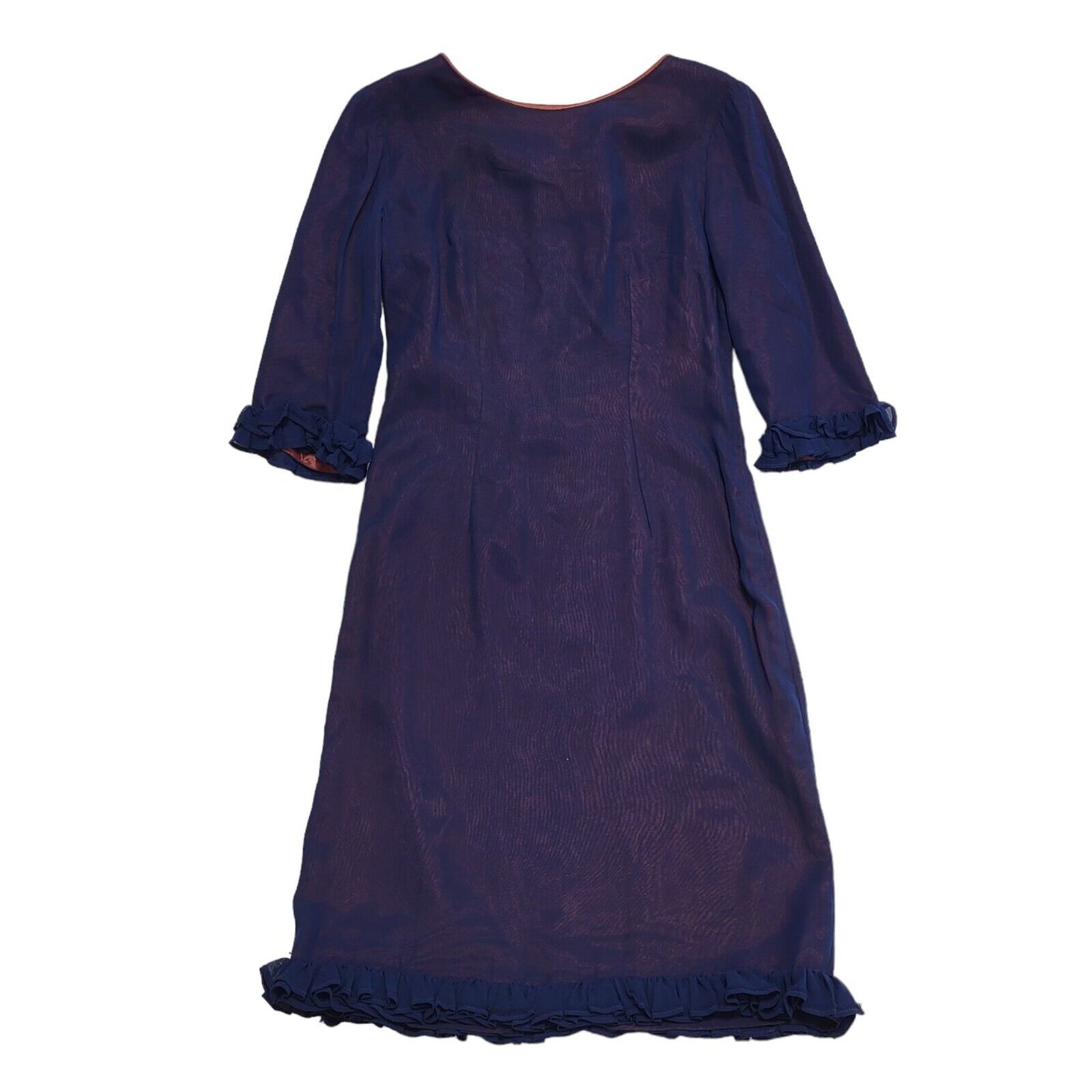 50s Vintage 3/4 Sleeve Navy/Purple Shift Dress Women's Size 10
