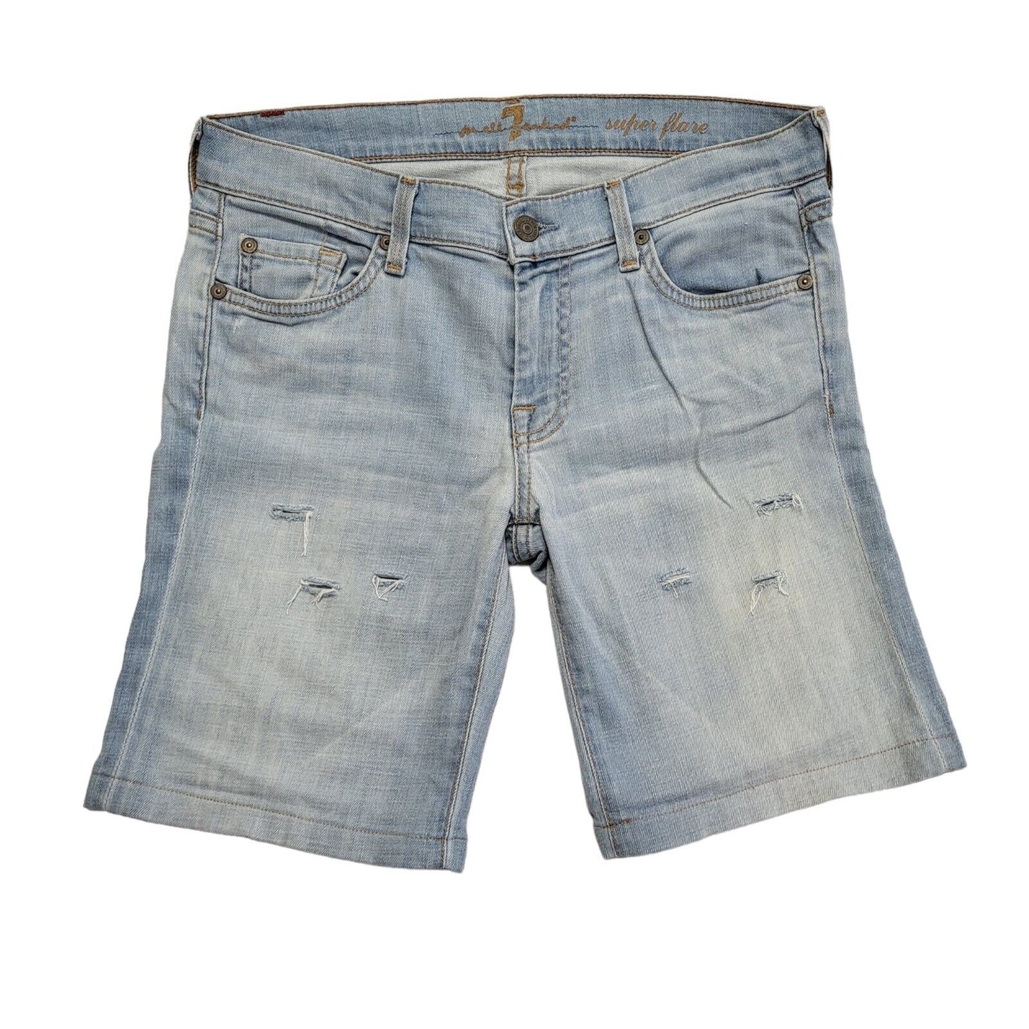 7 All Mankind Vintage 90's Blue Zipped Denim Shorts Uk Unisex Adults W28
