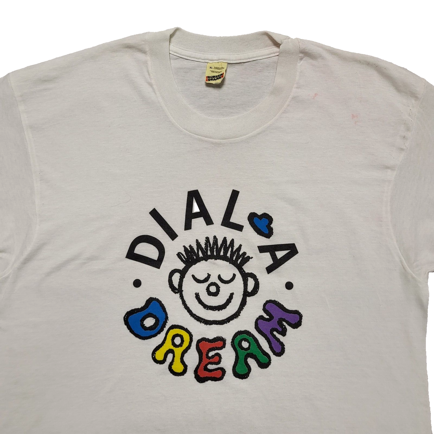 Screen Stars 90s Vintage White Dial a Dream Single Stitch T-Shirt Mens Size XL