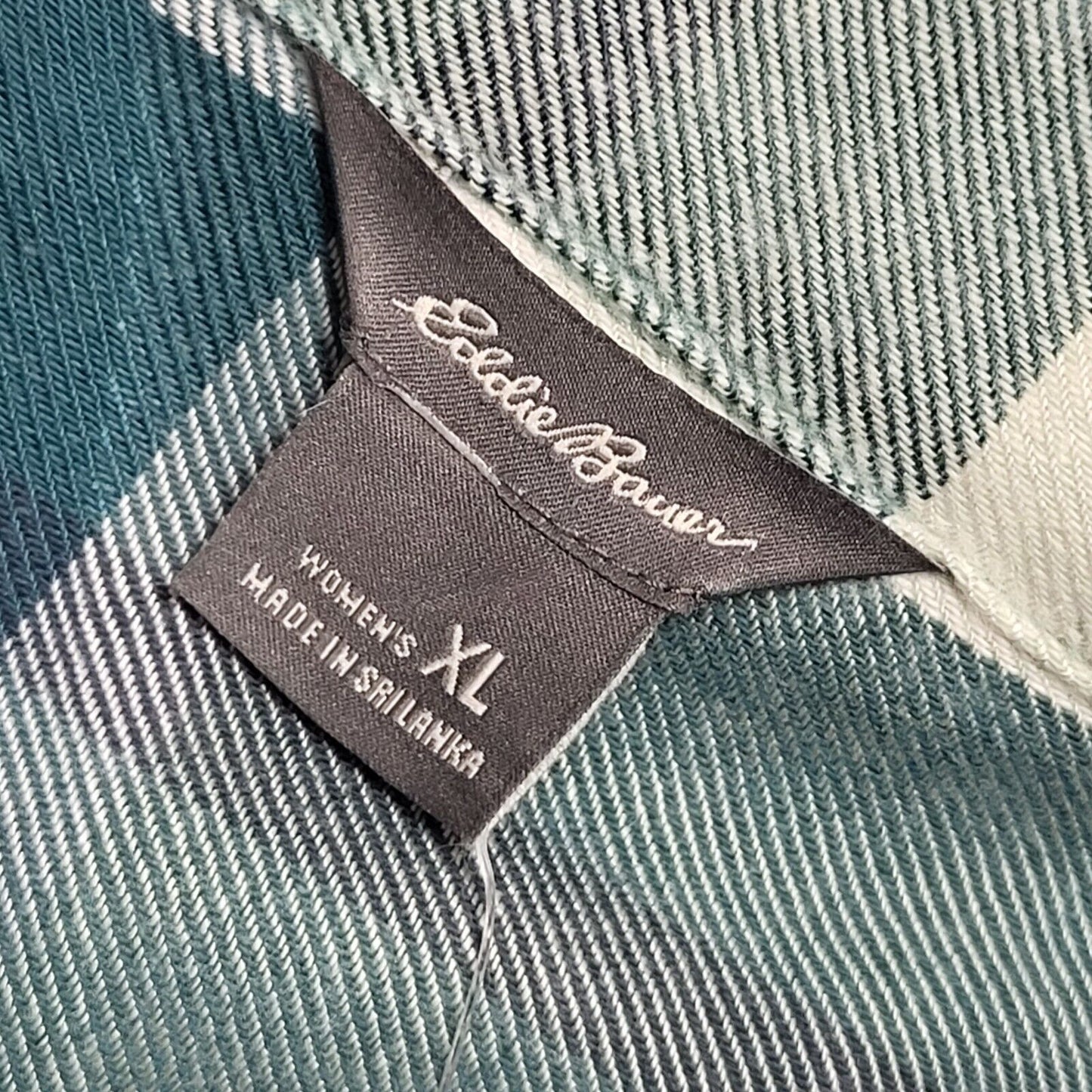 Eddie Bauer 90s Vintage Green Check Fremont Flannel Shirt Women's Size XL