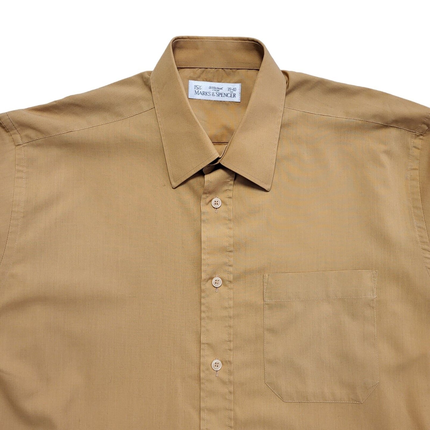 Marks & Spencer Vintage 90's Orange Solid Long Sleeve Shirt Uk Men's Small