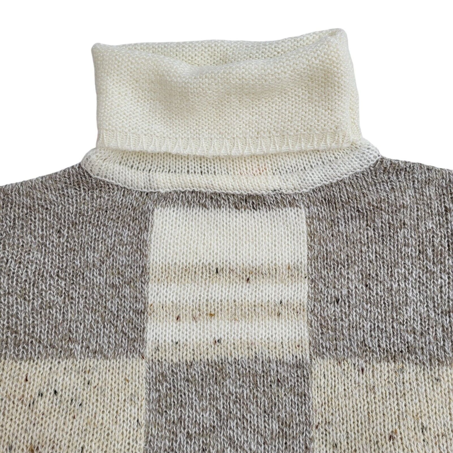 Additions Vintage 90's Cream & Grey Roll Neck Jumper UK Women's Size 10/12