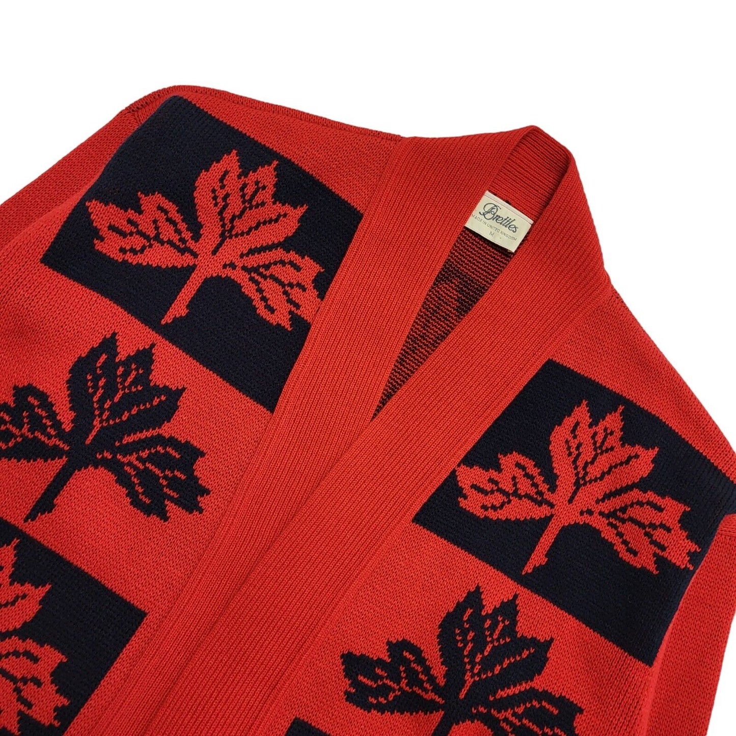 Brettles 90s Vintage Red & Black Open Front Cardigan Uk Women's Size M