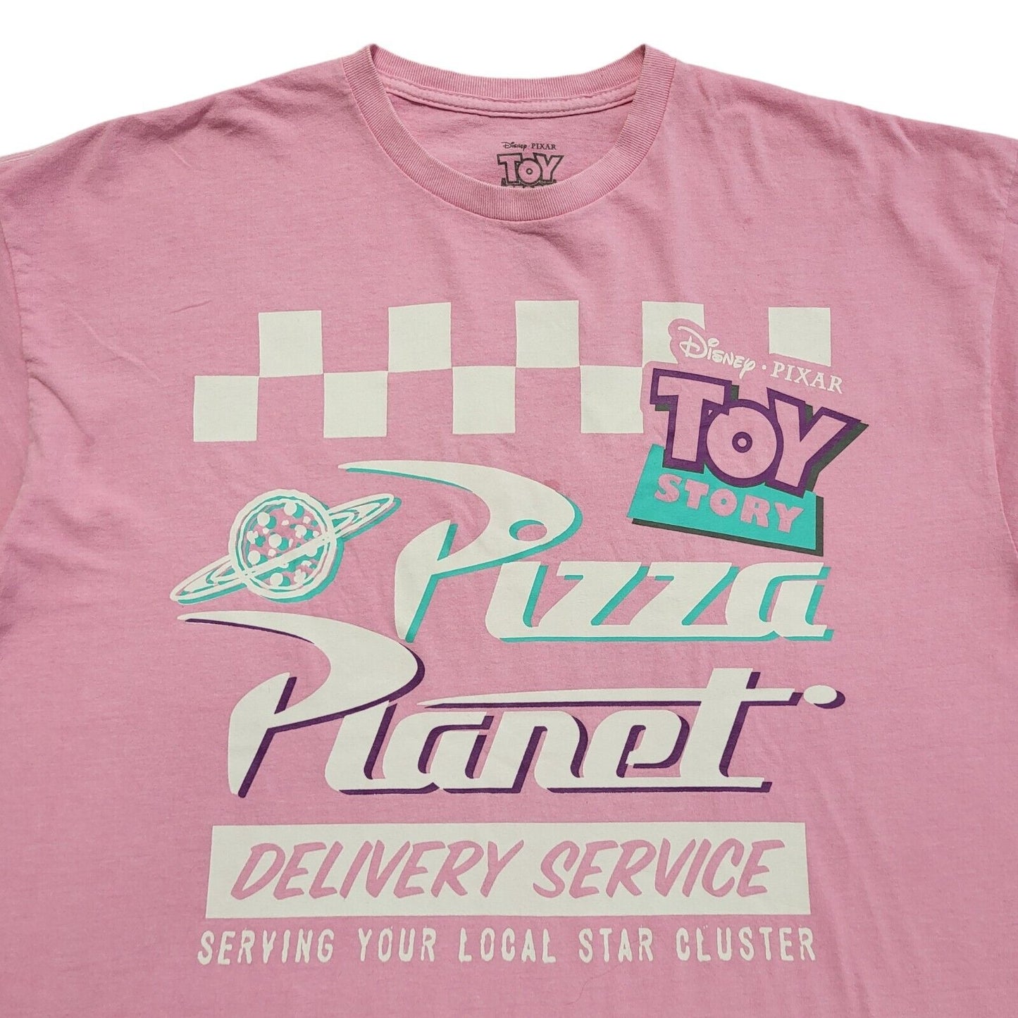 Disney Y2K Pink Toy Story Pizza Planet Short Sleeve T-Shirt Mens Size XL