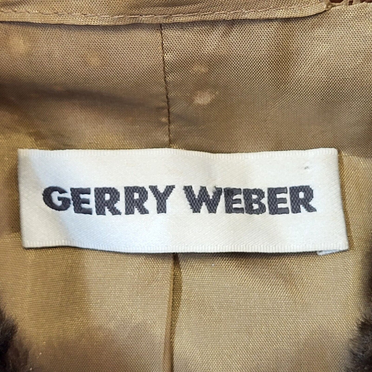 Gerry Weber 90s Brown Zip Up Leather Jacket Faux Fur Collar Women's Size 18