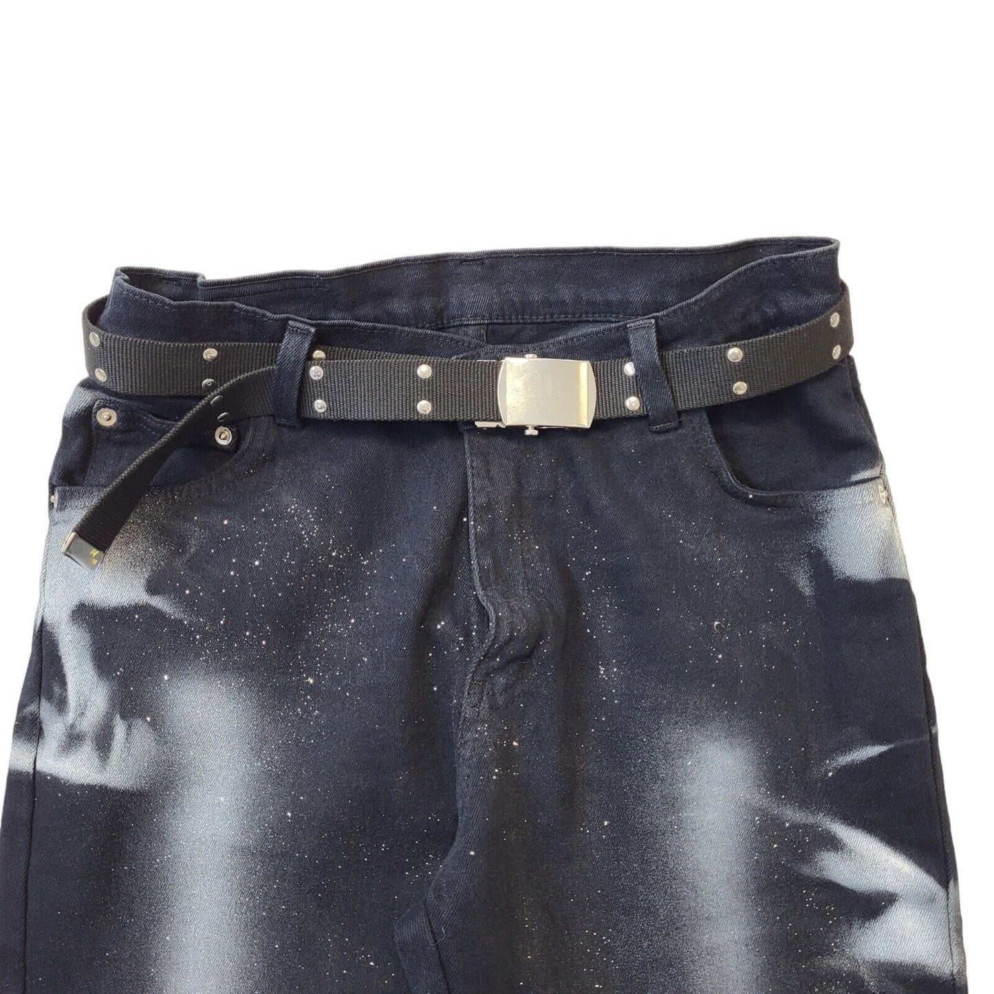 Ice Cool Y2K Vintage Black Glitter Bootcut Denim Jeans Women's Size 16 W34 L29