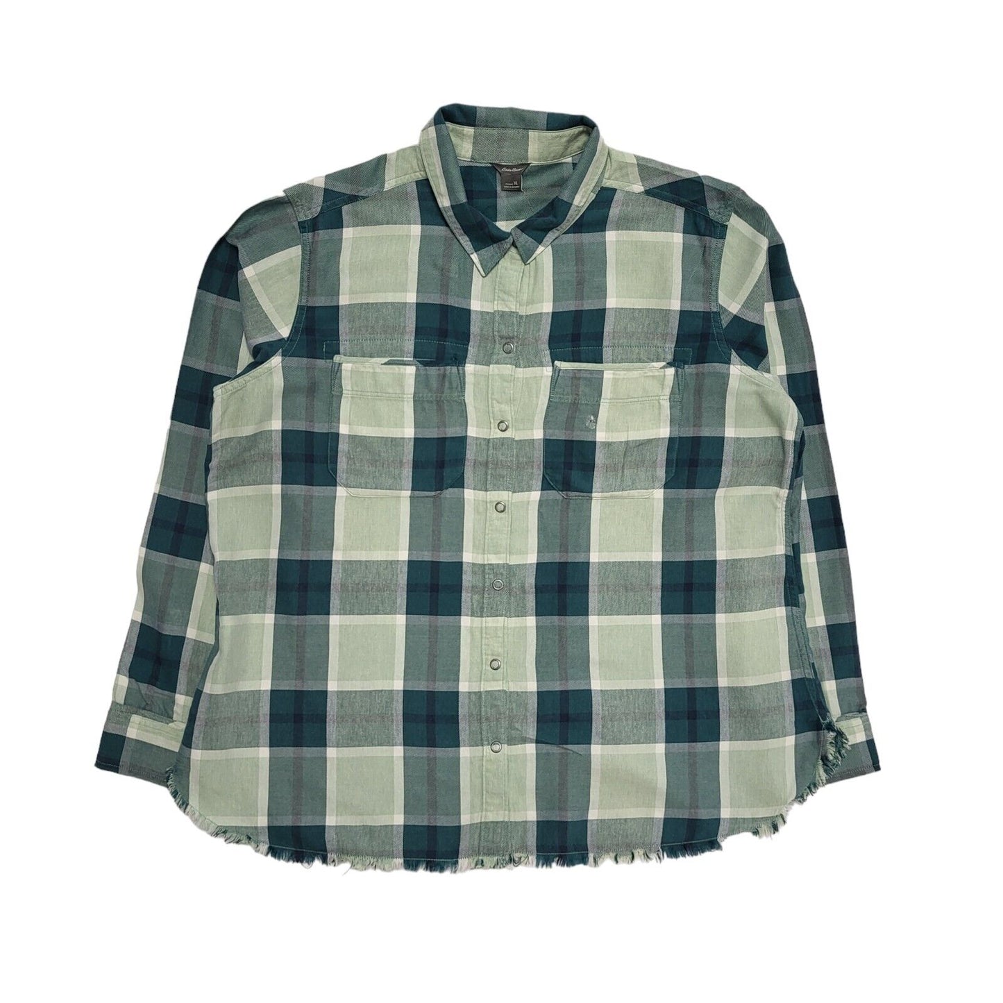 Eddie Bauer 90s Vintage Green Check Fremont Flannel Shirt Women's Size XL