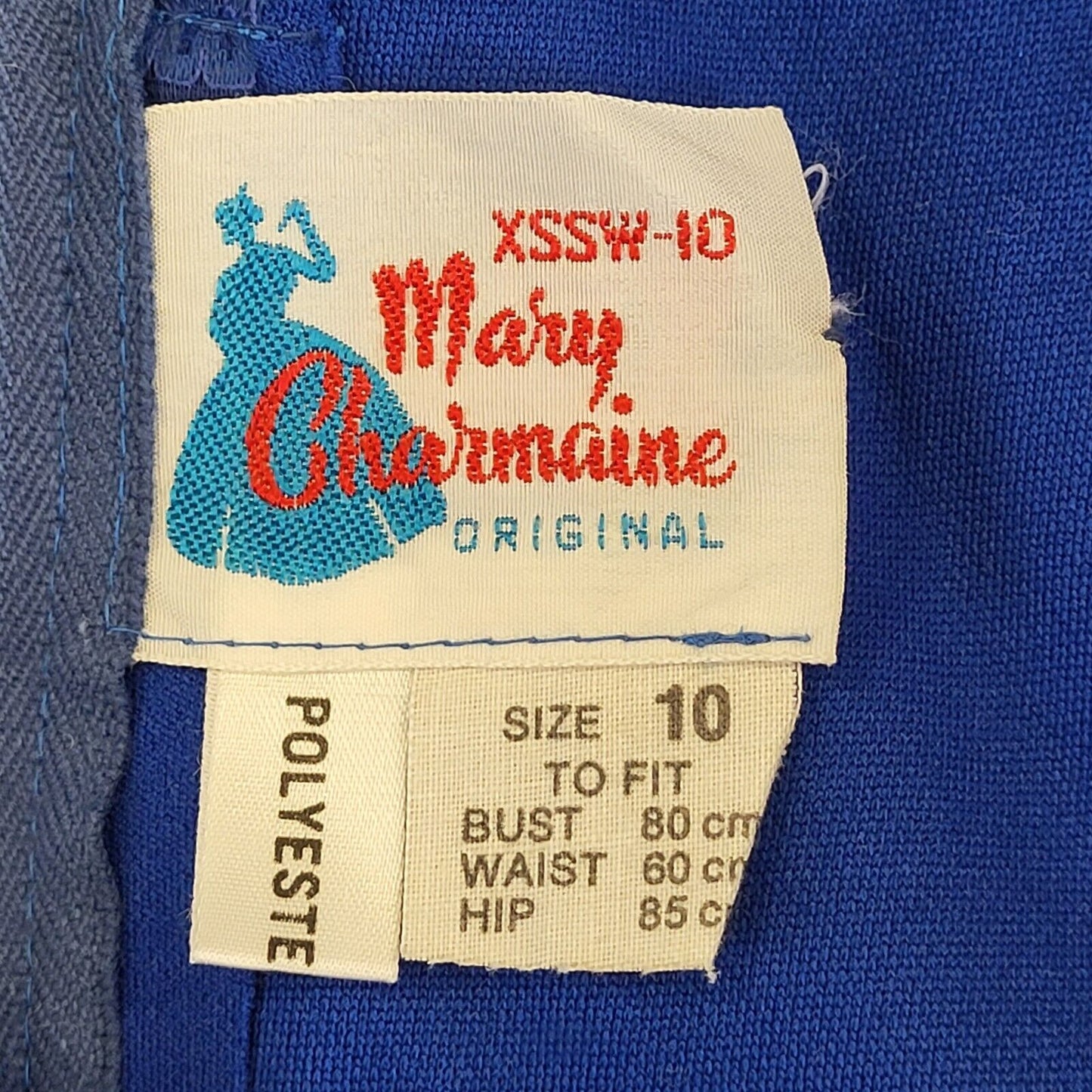 Mary Charmaine 70s Vintage Blue Lace Trim Evening Maxi Dress Women's Size 10