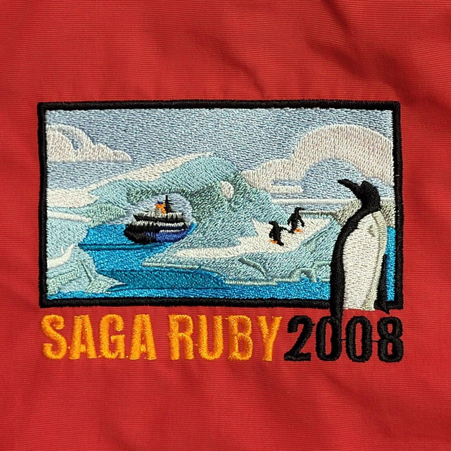 Saga Ruby 2008 Expedition Red Zipped Hooded Jacket Uk Men's Size Small