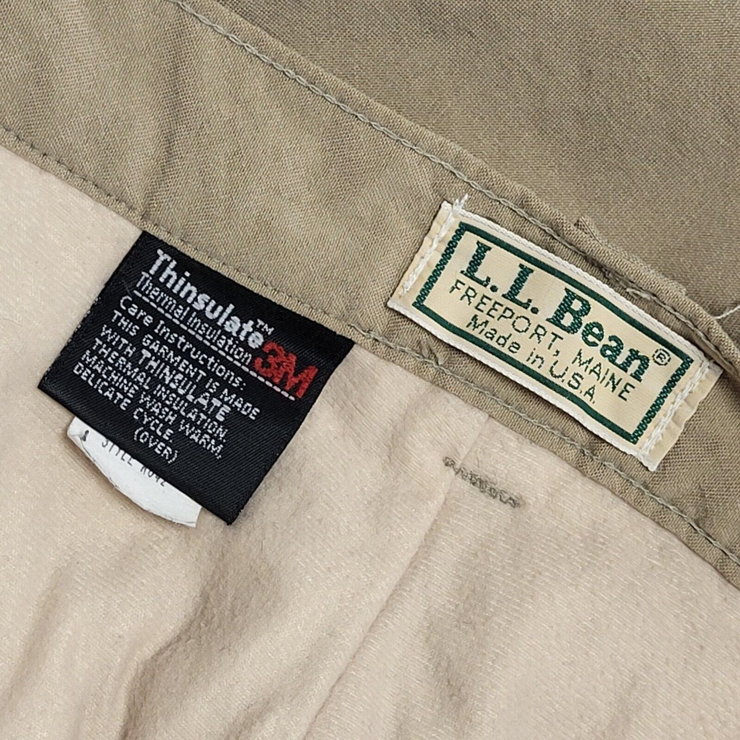 L.L. Bean 90s Vintage Beige Thinsulate Straight Leg Trousers Mens Size L W34 L32
