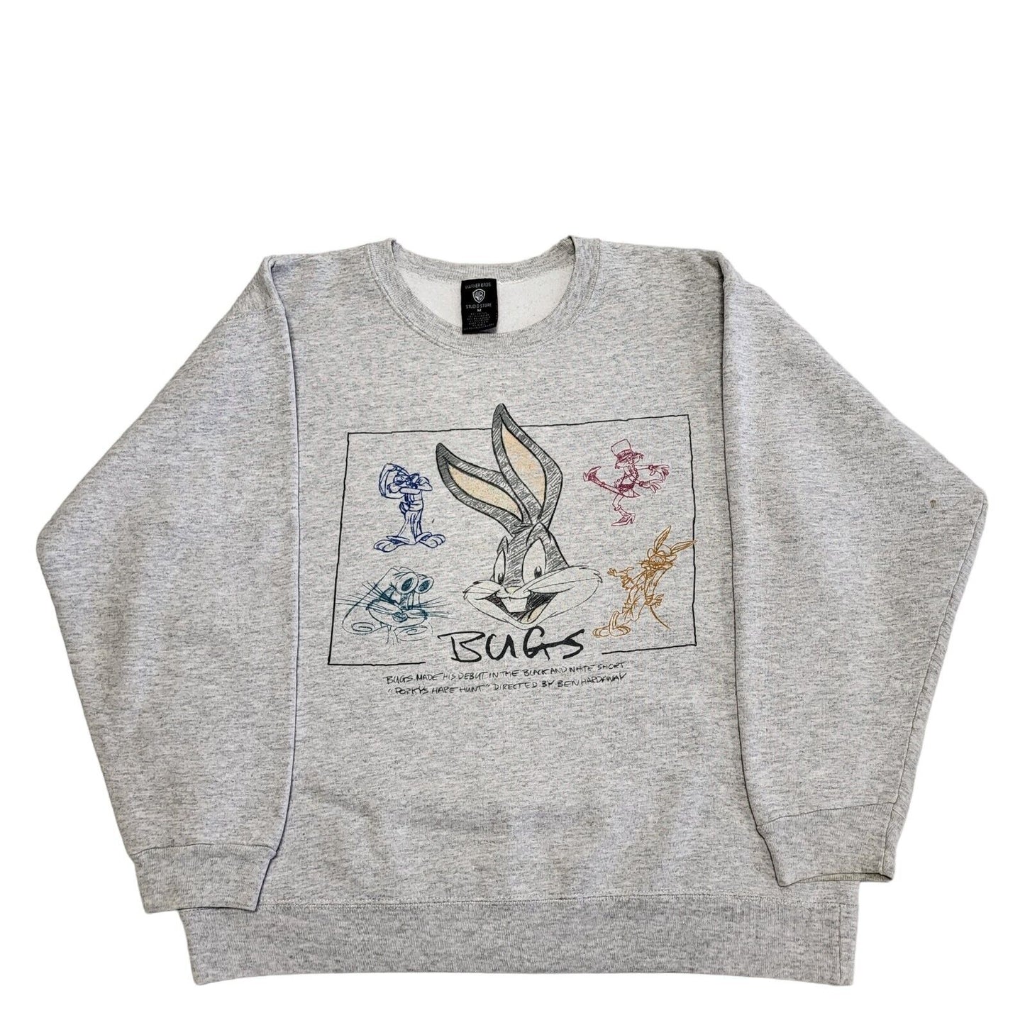 Warner Bros Bugs Bunny Print 90s Vintage Grey Sweatshirt Women's Size M