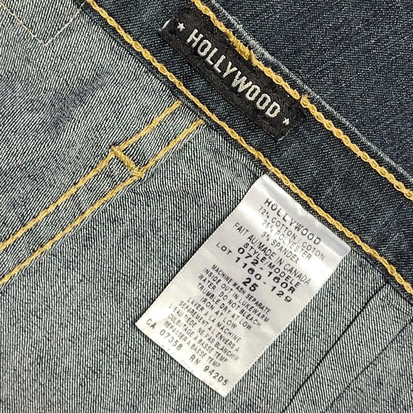 Hollywood Y2k Vintage Dark Blue Bootcut Denim Jeans Uk Women's XS W25 L32