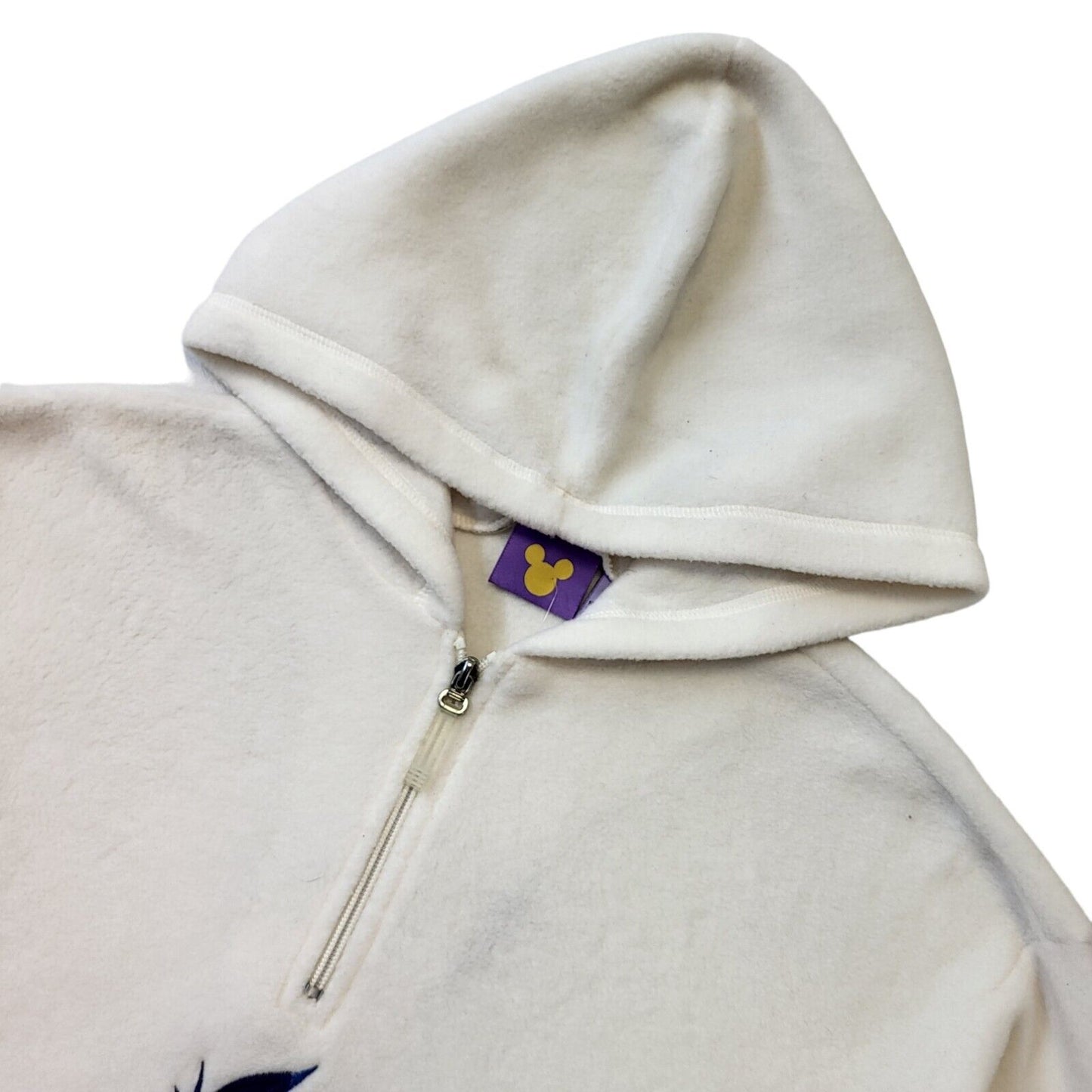 Disney Y2K Vintage Beige Hooded 1/4 Zip Fleece Women's Size Small