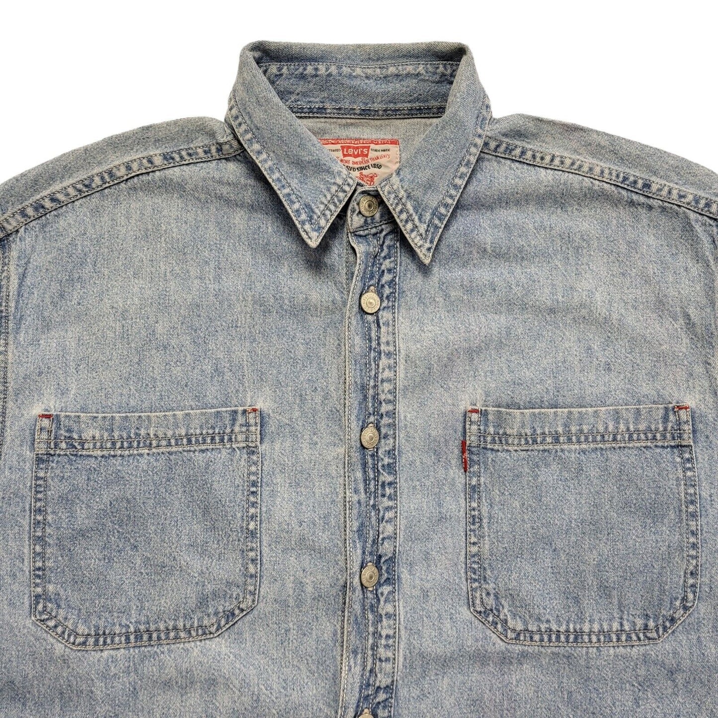 Levi's Vintage 90s Light Blue Long Sleeve Denim Shirt Uk Men's Size L