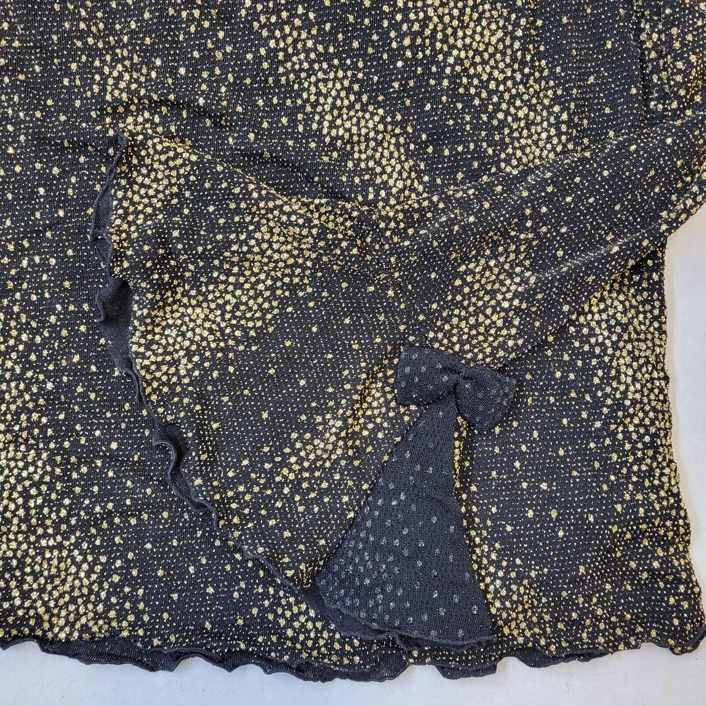Avanti Y2K Black & Gold Flared Sleeve Party Blouse Women's Size 16